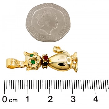 9ct gold Real Stones Cat Pendant